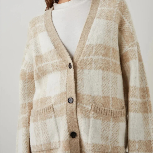 Rails Runi Oversized Cardigan Ivory Sand Plaid - Picture 2 of 5